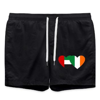 United Arab Emirates Ireland Flag Heart - Swim Trunks - black - Front - AI Model Male 185 light (185cm)