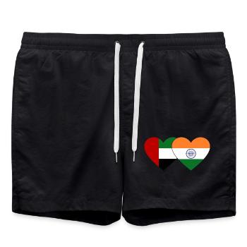 Vereinigte Arabische Emirate Indien Flagge Herz - Badeshorts - Schwarz - Vorne - AI Model Male 185 light (185cm)