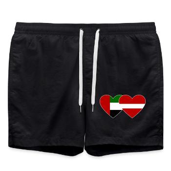 Émirats arabes unis Lettonie Drapeau Coeur - Short de bain - noir - Devant - AI Model Male 185 light (185cm)