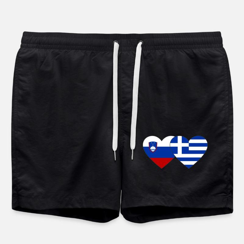 Slovénie Grèce Drapeau Coeur - Short de bain - noir