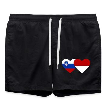 Slovénie Indonésie Drapeau Coeur - Short de bain - noir - Devant - AI Model Male 185 light (185cm)