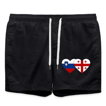 Slovénie Géorgie Drapeau Coeur - Short de bain - noir - Devant - AI Model Male 185 light (185cm)