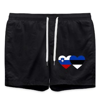 Slovénie Estonie Drapeau Coeur - Short de bain - noir - Devant - AI Model Male 185 light (185cm)