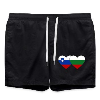 Slovenia Bulgaria Flag Heart - Swim Trunks - black - Front - AI Model Male 185 light (185cm)