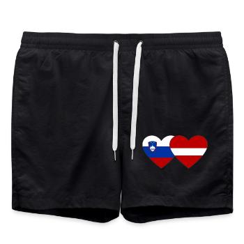 Slovenia Latvia Flag Heart - Swim Trunks - black - Front - AI Model Male 185 light (185cm)