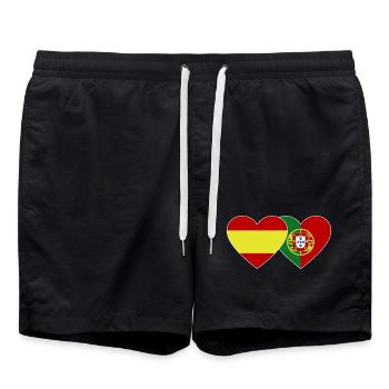 Spain Portugal Flag Heart - Swim Trunks - black - Front - AI Model Male 185 light (185cm)