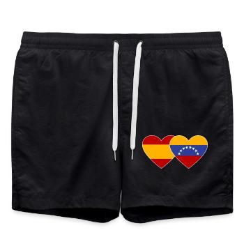 Espagne Venezuela Drapeau Coeur - Short de bain - noir - Devant - AI Model Male 185 light (185cm)