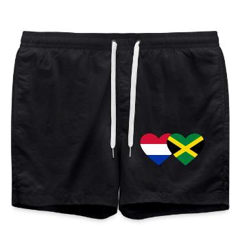 Holland Jamaika Flagge Herz - Badeshorts - Schwarz - Vorne - AI Model Male 185 light (185cm)