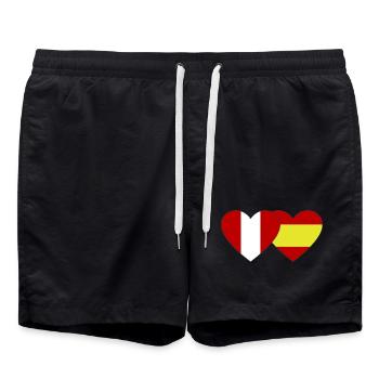 Peru Spain Flag Heart - Swim Trunks - black - Front - AI Model Male 185 light (185cm)