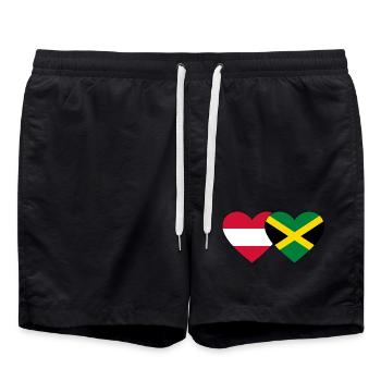 Austria Jamaica Flag Heart - Swim Trunks - black - Front - AI Model Male 185 light (185cm)