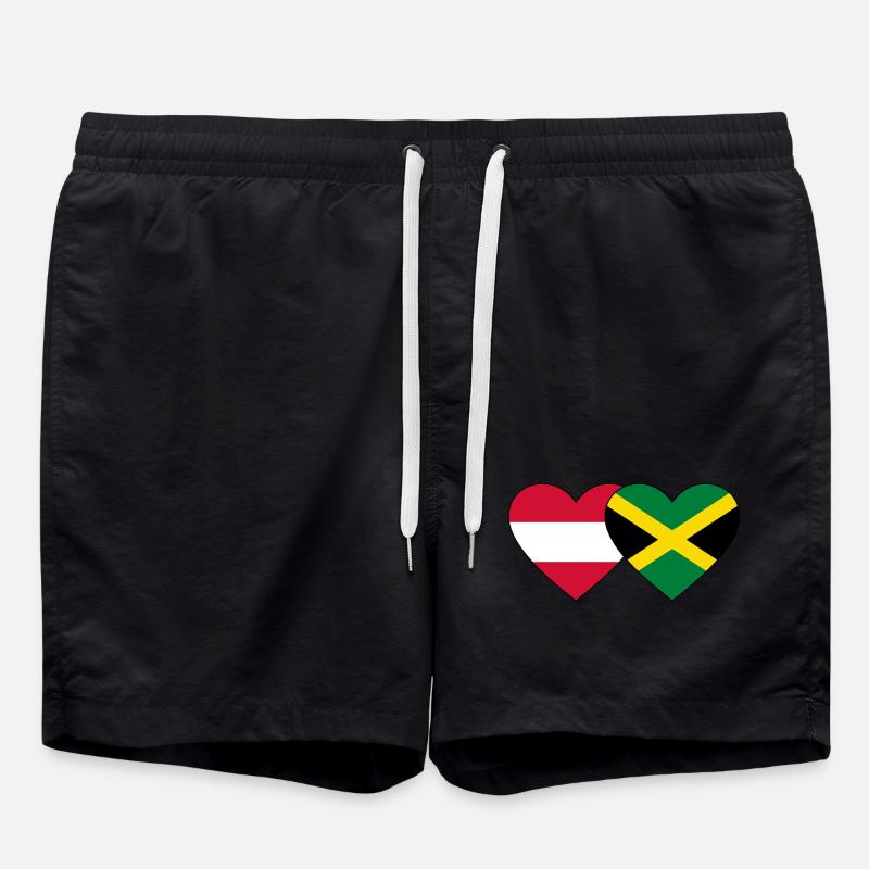 Autriche Jamaïque Drapeau Coeur - Short de bain - noir