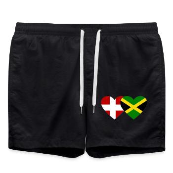 Denmark Jamaica Flag Heart - Swim Trunks - black - Front - AI Model Male 185 light (185cm)