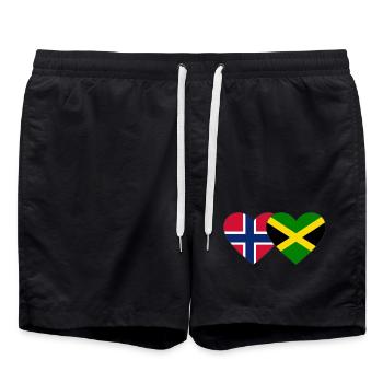 Norvège Jamaïque Drapeau Coeur - Short de bain - noir - Devant - AI Model Male 185 light (185cm)