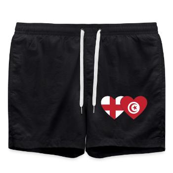 Angleterre Tunisie Drapeau Coeur - Short de bain - noir - Devant - AI Model Male 185 light (185cm)