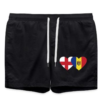 Angleterre Moldavie Drapeau Coeur - Short de bain - noir - Devant - AI Model Male 185 light (185cm)