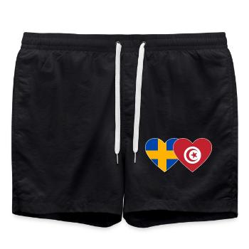 Suède Tunisie Drapeau Coeur - Short de bain - noir - Devant - AI Model Male 185 light (185cm)