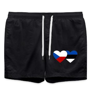 République tchèque Estonie Drapeau Coeur - Short de bain - noir - Devant - AI Model Male 185 light (185cm)