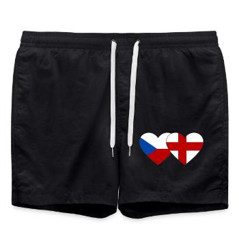 République tchèque Angleterre Drapeau Coeur - Short de bain - noir - Devant - AI Model Male 185 light (185cm)
