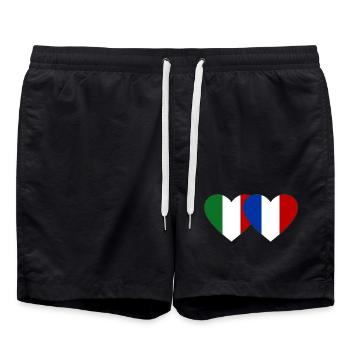 Italie France Drapeau Coeur - Short de bain - noir - Devant - AI Model Male 185 light (185cm)
