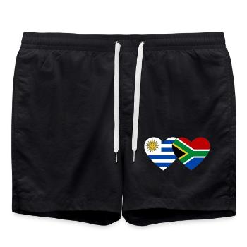 Uruguay Afrique du Sud Drapeau Coeur - Short de bain - noir - Devant - AI Model Male 185 light (185cm)