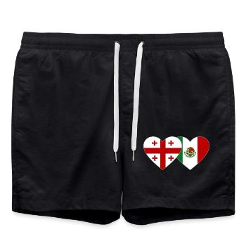 Georgien Mexiko Flagge Hände Herzform - Badeshorts - Schwarz - Vorne - AI Model Male 185 light (185cm)