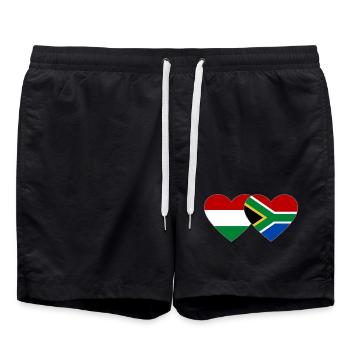 Ungarn Südafrika Flagge Hände Herzform - Badeshorts - Schwarz - Vorne - AI Model Male 185 light (185cm)