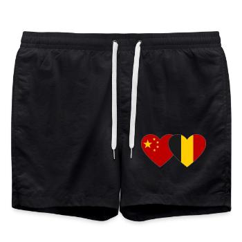 Chine Belgique Drapeau Coeur - Short de bain - noir - Devant - AI Model Male 185 light (185cm)