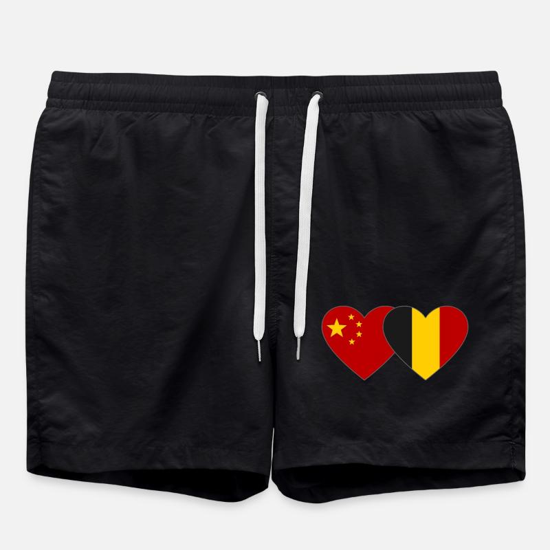 Chine Belgique Drapeau Coeur - Short de bain - noir