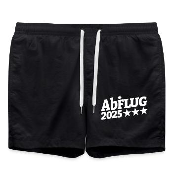 ABiFLUG 2025 - Abflug - Abitur - Wortspiel - Badeshorts - Schwarz - Vorne - AI Model Male 185 light (185cm)