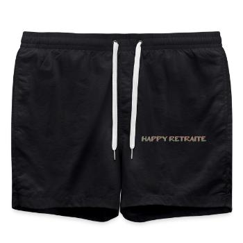 RUHESTAND. RUHESTAND. PENSIONIERT. SENIOR. OMA. OPA - Badeshorts - Schwarz - Vorne - AI Model Male 185 light (185cm)