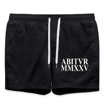 Abi 2025 - Abitur - Römische Ziffern - Latein - Badeshorts - Schwarz - Vorne - AI Model Male 185 light (185cm)