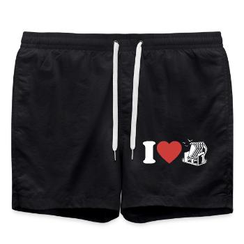 I Love Beach Chair - Heart - Hobby - Swim Trunks - black - Front - AI Model Male 185 light (185cm)