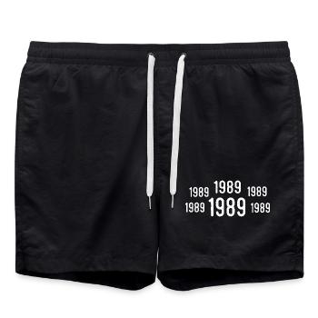 Retro 1989 Birthday 1989 Vintage Gift 1989 - Swim Trunks - black - Front - AI Model Male 185 light (185cm)