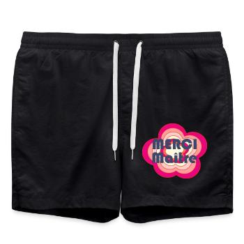 MAITRE. MAÎTRESSE. MERCI. MERCI MAÎTRE. VACANCES. - Short de bain - noir - Devant - AI Model Male 185 light (185cm)