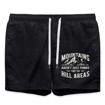 Mountains are hill areas - hilarious pun - Badeshorts - Schwarz - Vorne - AI Model Male 185 light (185cm)