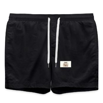 Pariser Café Aquarell Fassade - Badeshorts - Schwarz - Vorne - AI Model Male 185 light (185cm)