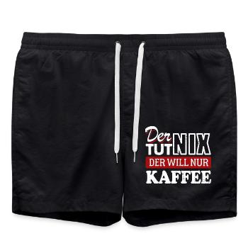 Der tut nix der will nur Kaffee - Spruch - Badeshorts - Schwarz - Vorne - AI Model Male 185 light (185cm)