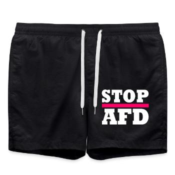 Stop afd - Badeshorts - Schwarz - Vorne - AI Model Male 185 light (185cm)