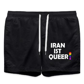 Iran ist queer - Badeshorts - Schwarz - Vorne - AI Model Male 185 light (185cm)