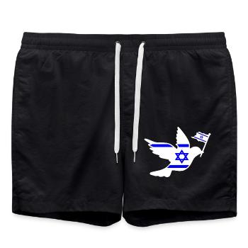 Israel dove of peace - Swim Trunks - black - Front - AI Model Male 185 light (185cm)