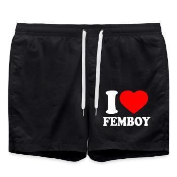 I love femboy - Badeshorts - Schwarz - Vorne - AI Model Male 185 light (185cm)