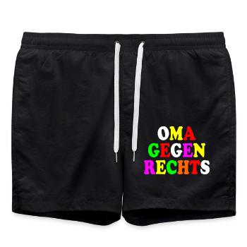 Oma gegen rechts - Badeshorts - Schwarz - Vorne - AI Model Male 185 light (185cm)