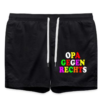 Opa gegen rechts - Badeshorts - Schwarz - Vorne - AI Model Male 185 light (185cm)