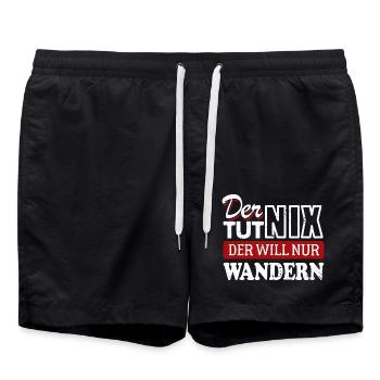 Der tut nix der will nur wandern - Spruch - Badeshorts - Schwarz - Vorne - AI Model Male 185 light (185cm)