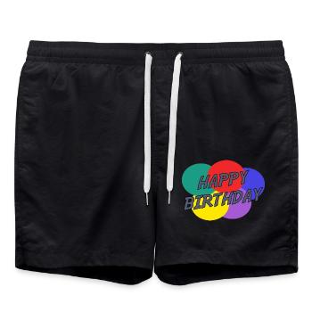 JOYEUX ANNIVERSAIRE. HAPPY BIRTHDAY. ANNIVERSAIRE. - Short de bain - noir - Devant - AI Model Male 185 light (185cm)