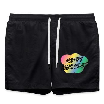 ALLES GUTE ZUM GEBURTSTAG. ALLES GUTE ZUM GEBURTSTAG. JAHRESTAG. - Badeshorts - Schwarz - Vorne - AI Model Male 185 light (185cm)