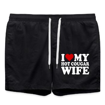 I love my hot cougar wife - Short de bain - noir - Devant - AI Model Male 185 light (185cm)