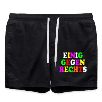 Einig gegen rechts - Badeshorts - Schwarz - Vorne - AI Model Male 185 light (185cm)