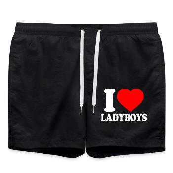 I love ladyboys - Badeshorts - Schwarz - Vorne - AI Model Male 185 light (185cm)