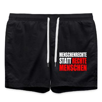 menschenrechte statt rechte menschen - Badeshorts - Schwarz - Vorne - AI Model Male 185 light (185cm)